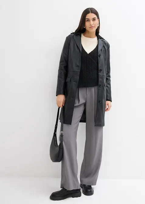 Pullover con cappuccio e fondo asimmetrico, bonprix