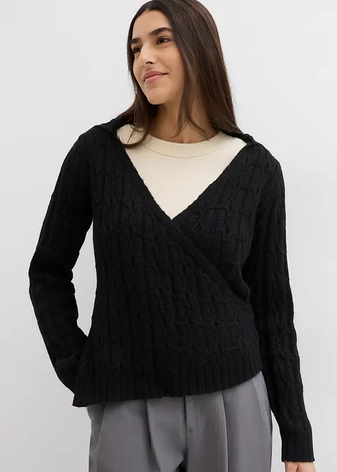 Pullover con cappuccio e fondo asimmetrico, bonprix