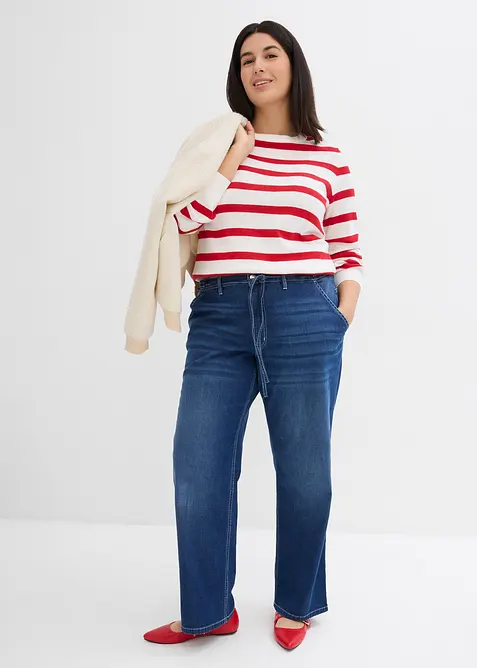 Jeans straight con cinta comoda, vita alta, bonprix