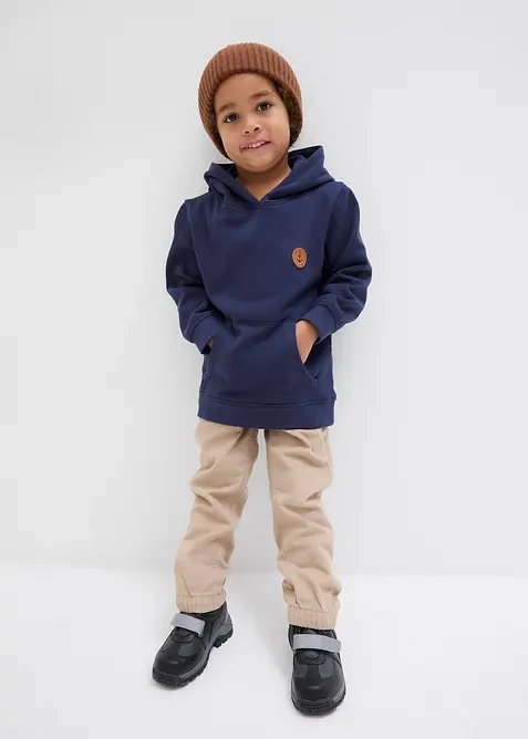 Pantaloni con elastico in vita in puro cotone, regular fit (pacco da 3), bonprix