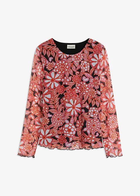 Maglia a maniche lunghe in mesh fantasia, bonprix