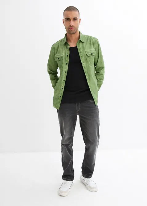 Camicia a maniche lunghe in puro cotone effetto lavato, bonprix