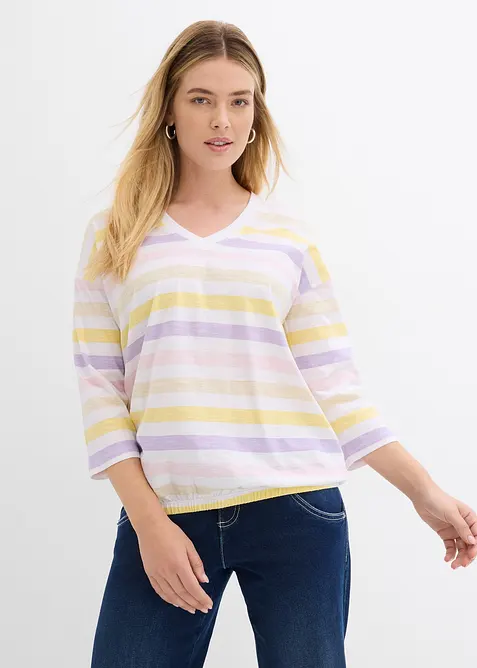 Maglia in cotone biologico fiammato con maniche a 3/4, bonprix