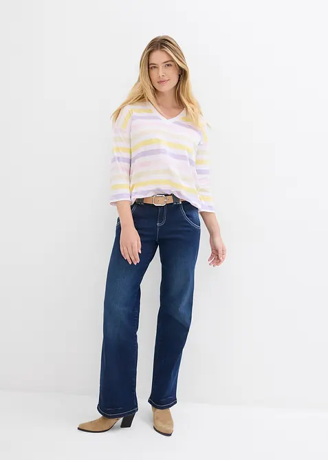 Maglia in cotone biologico fiammato con maniche a 3/4, bonprix