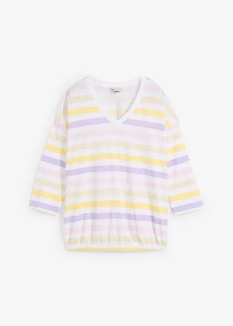 Maglia in cotone biologico fiammato con maniche a 3/4, bonprix