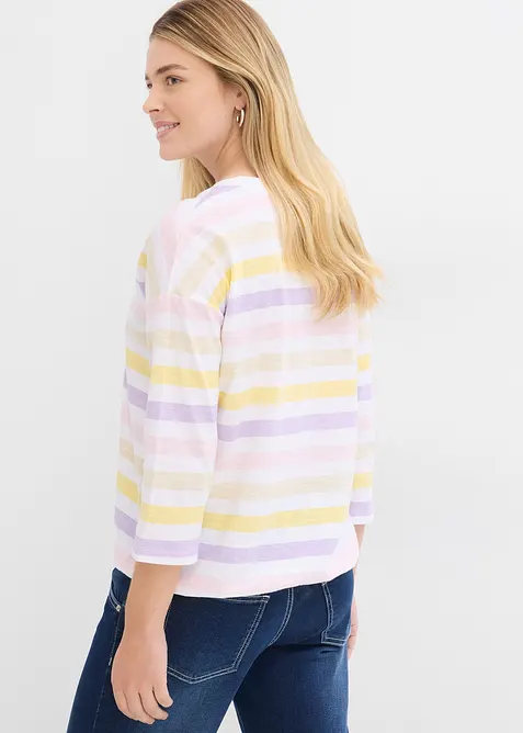 Maglia in cotone biologico fiammato con maniche a 3/4, bonprix