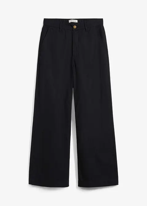 Pantaloni larghi in puro cotone, vita alta, bonprix