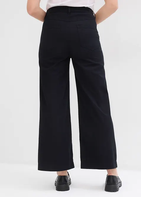 Pantaloni larghi in puro cotone, vita alta, bonprix