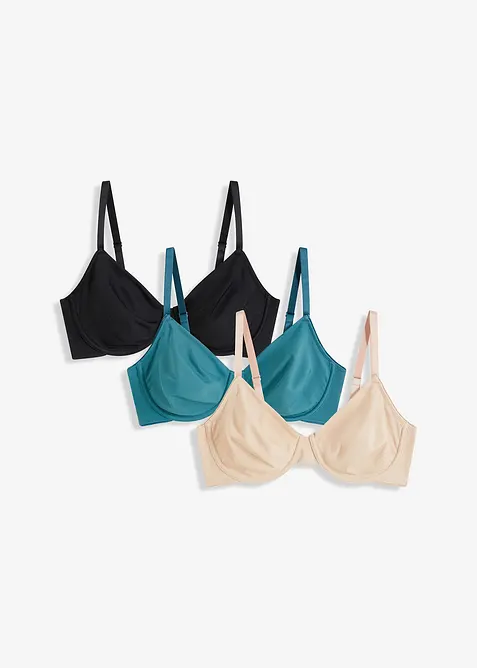 Reggiseno t-shirt non imbottito con ferretto (pacco da 3), bonprix