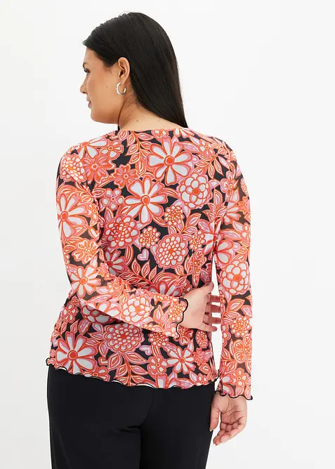 Maglia a maniche lunghe in mesh fantasia, bonprix