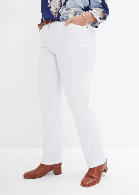 Pantaloni elasticizzati in bengalina con elastico in vita, straight, bonprix
