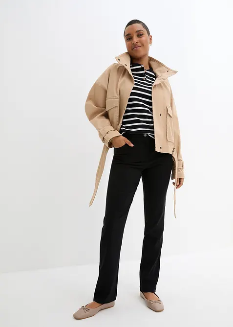 Pantaloni elasticizzati in bengalina con cinta comoda, straight, bonprix