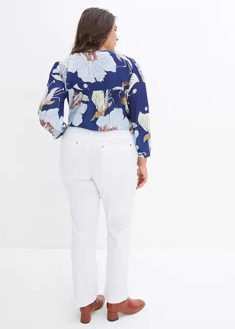 Pantaloni elasticizzati in bengalina con elastico in vita, straight, bonprix