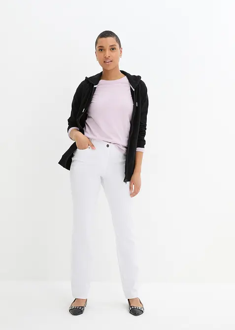 Pantaloni elasticizzati in bengalina con cinta comoda, straight, bonprix