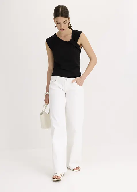 Maglia con dettaglio attorcigliato in misto cotone elasticizzato, bonprix