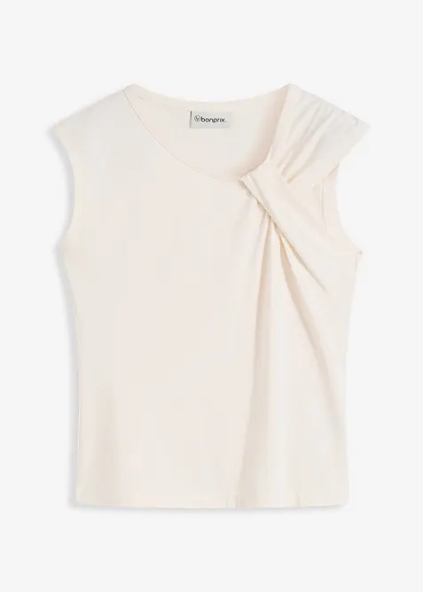 Maglia con dettaglio attorcigliato in misto cotone elasticizzato, bonprix