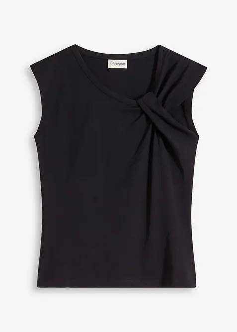 Maglia con dettaglio attorcigliato in misto cotone elasticizzato, bonprix