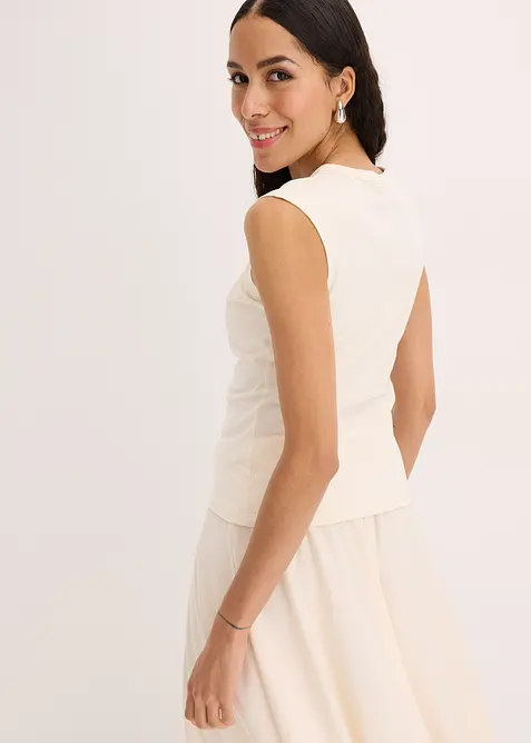 Maglia con dettaglio attorcigliato in misto cotone elasticizzato, bonprix