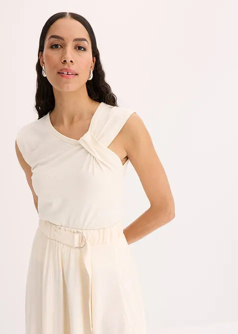 Maglia con dettaglio attorcigliato in misto cotone elasticizzato, bonprix