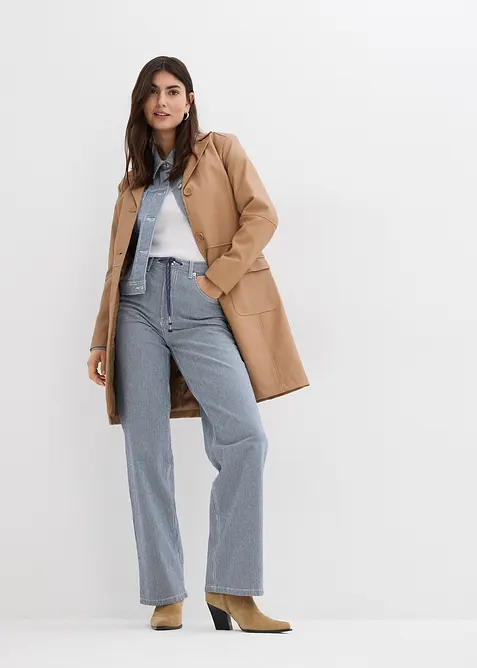 Jeans straight loose a righe, vita alta, bonprix