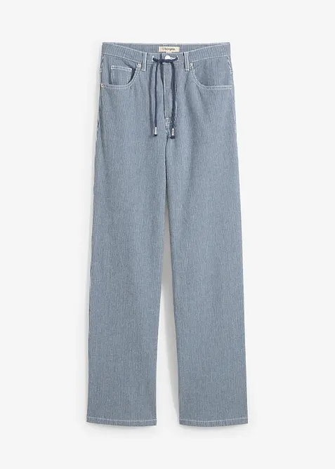 Jeans straight loose a righe, vita alta, bonprix