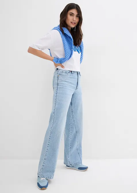 Jeans wide leg, vita alta, bonprix