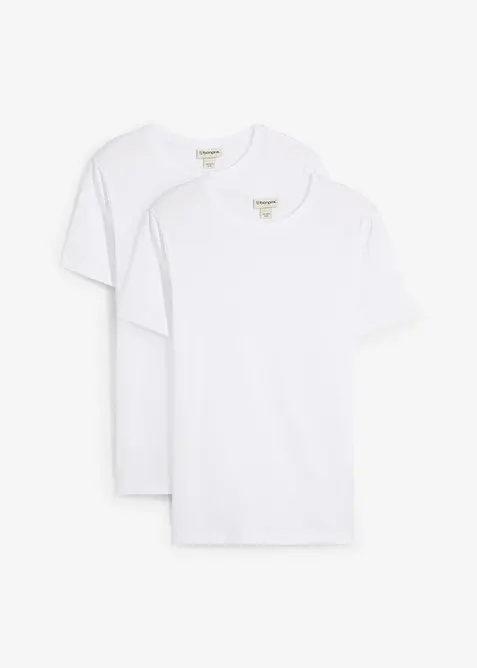 T-shirt in puro cotone biologico, slim fit (pacco da 2), bonprix