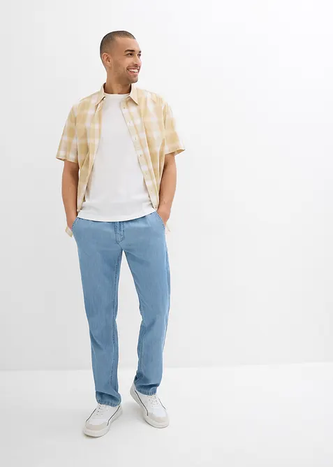 Jeans con lino ed elastico in vita regular fit, straight, bonprix
