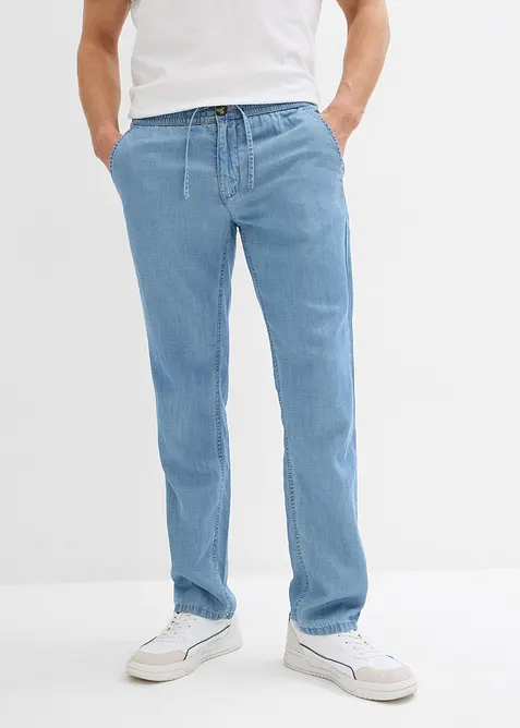 Jeans con lino ed elastico in vita regular fit, straight, bonprix