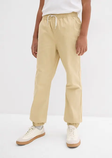 Pantaloni con elastico in vita in puro cotone, regular fit (pacco da 2), bonprix