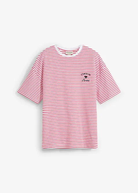 T-shirt a righe con ricamo, bonprix