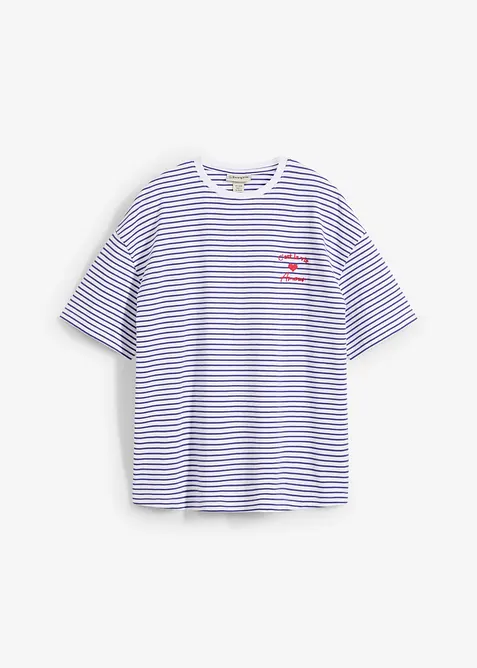 T-shirt a righe con ricamo, bonprix