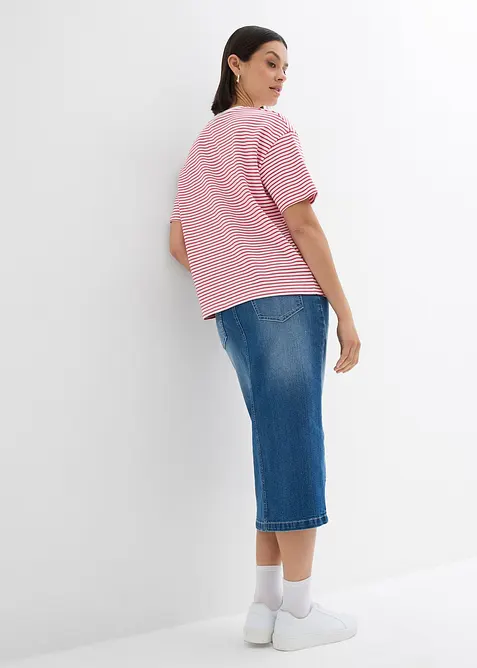 T-shirt a righe con ricamo, bonprix