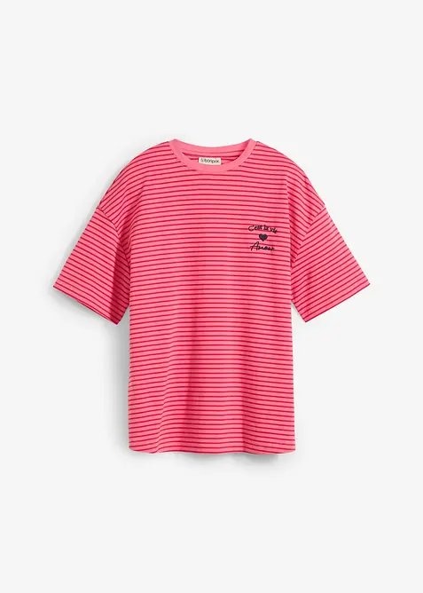 T-shirt a righe con ricamo, bonprix