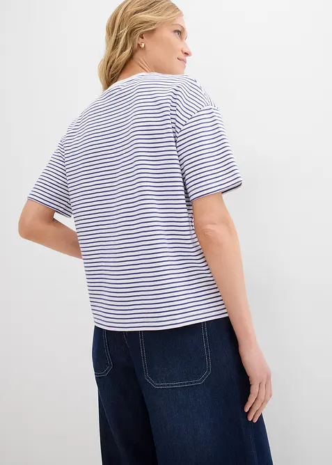 T-shirt a righe con ricamo, bonprix