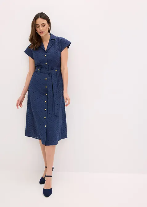 Abito chemisier traforato, bonprix