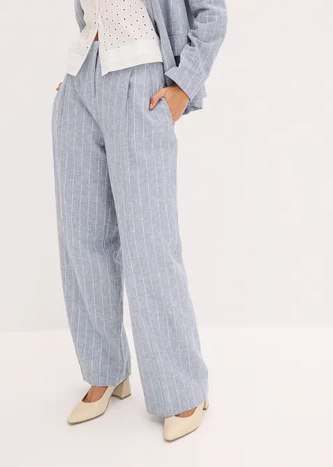 Pantaloni con pinces in misto lino, bonprix