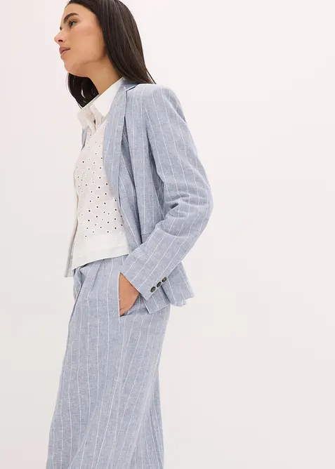 Pantaloni con pinces in misto lino, bonprix