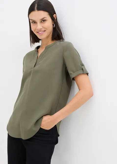 Blusa in misto viscosa fluente con maniche corte, bonprix