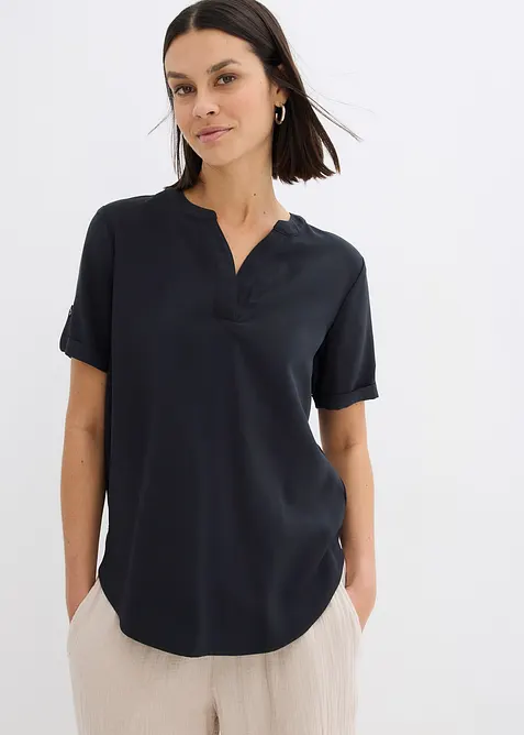 Blusa in misto viscosa fluente con maniche corte, bonprix