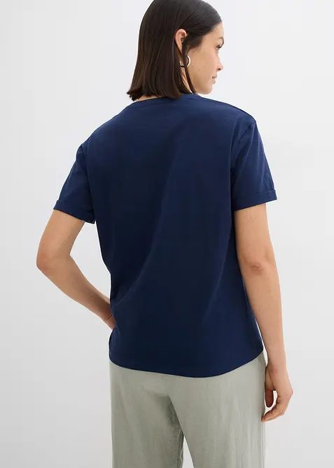 T-shirt con scollo a tunica in puro cotone biologico, bonprix