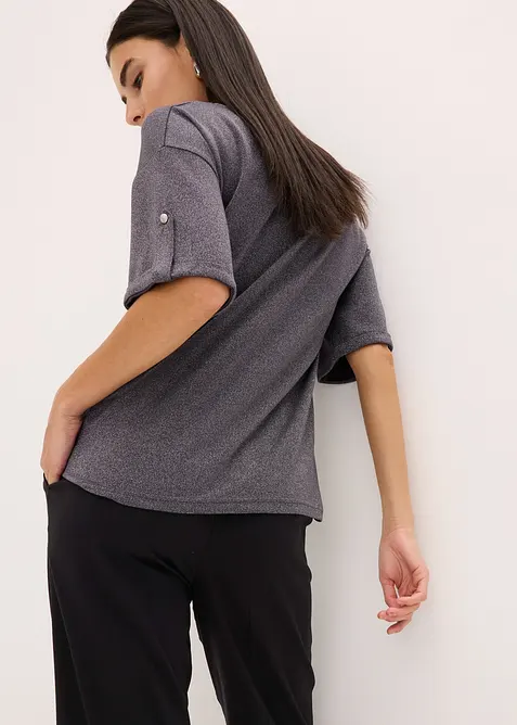 Maglia con viscosa glitterata e stampa lucida, bonprix