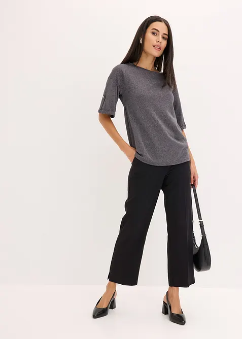 Maglia con viscosa glitterata e stampa lucida, bonprix