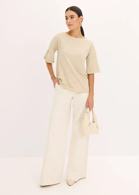 Maglia in viscosa glitterata con stampa lucida, bonprix