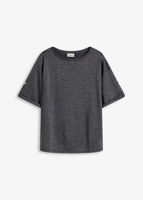 Maglia con viscosa glitterata e stampa lucida, bonprix