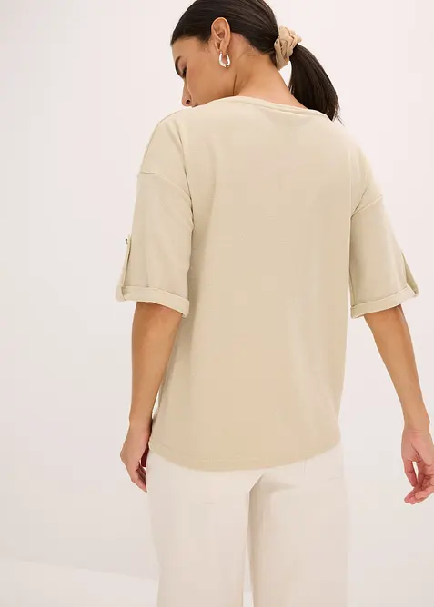 Maglia in viscosa glitterata con stampa lucida, bonprix