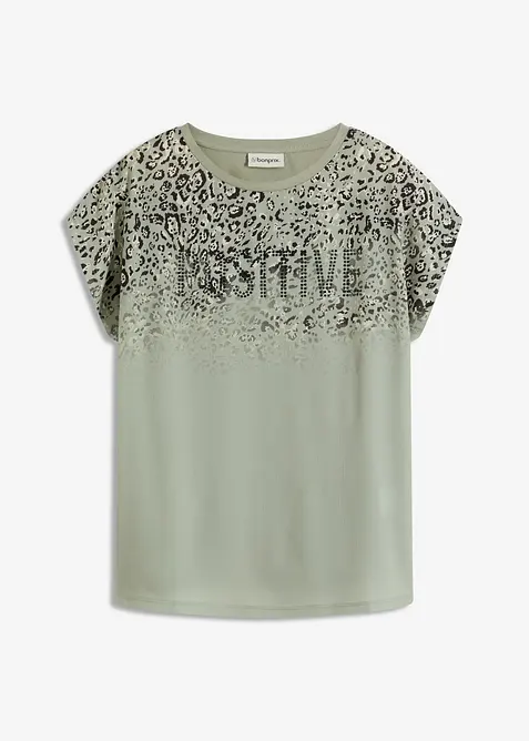 Maglia con inserto in tessuto e strass, bonprix