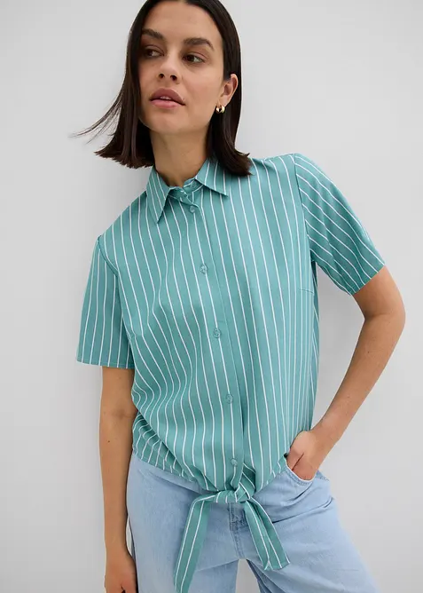 Camicetta a righe a maniche corte con dettaglio annodato, bonprix
