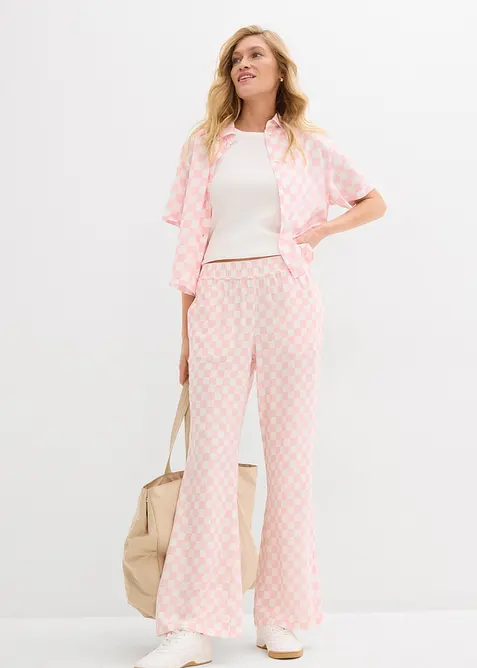Pantaloni a palazzo a quadri in viscosa fluente, bonprix