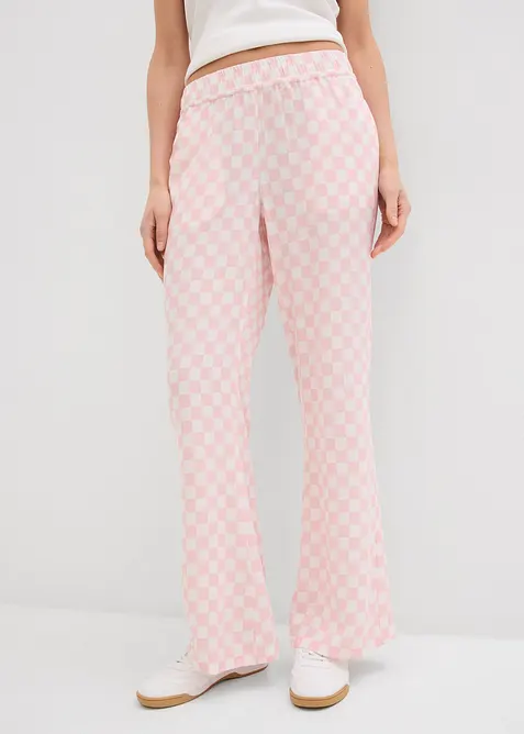 Pantaloni a palazzo a quadri in viscosa fluente, bonprix